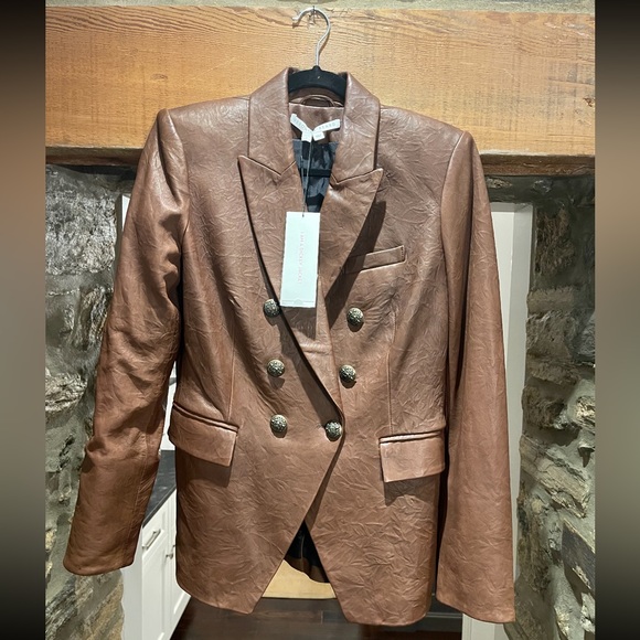Veronica Beard Miller Dickey Leather Blazer Jacket - Picture 7 of 8